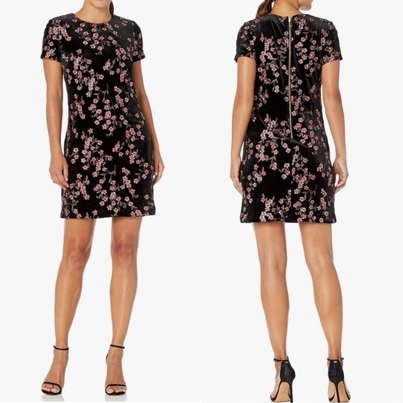 Calvin Klein Velvet Embroidered Shirtdress - Picture 1 of 4